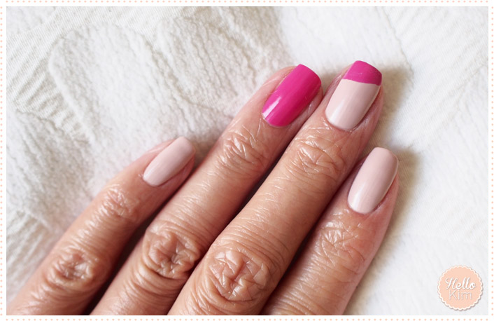 Nail art - French manicure rose décalée >> Hello Kim