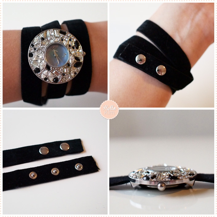 Montre bijoux bracelet ruban noir Delta - détails - HelloKim